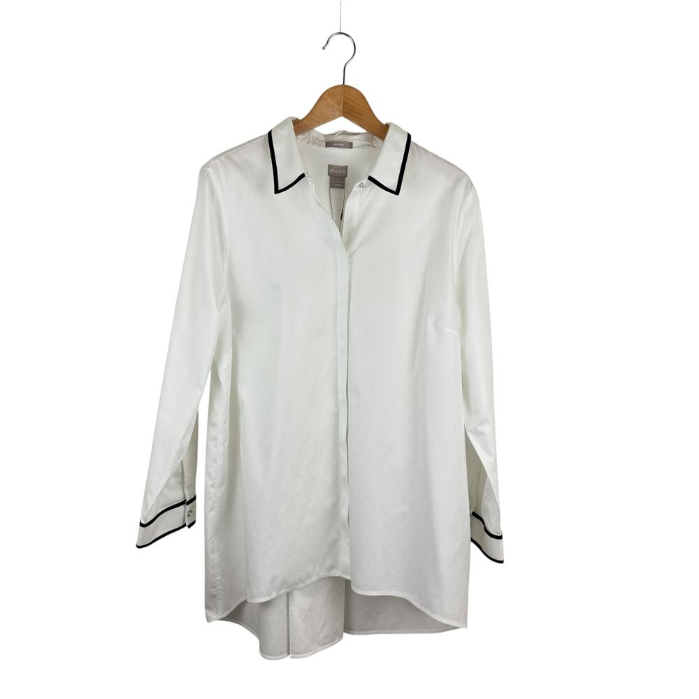 NWT Chico's No-Iron Contrast Trim Tunic